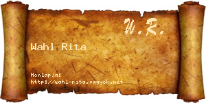 Wahl Rita névjegykártya